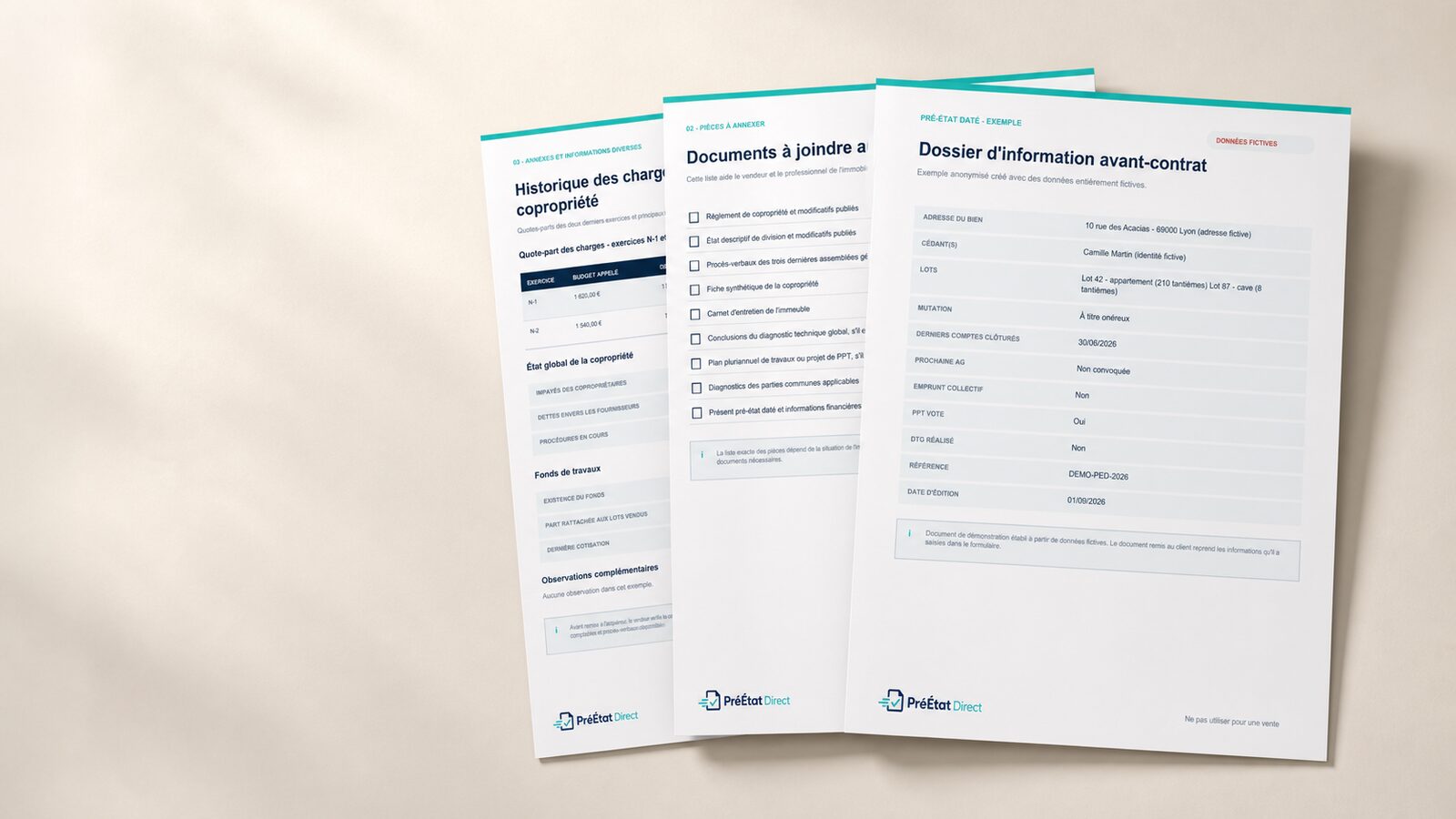 Mise en scène de plusieurs pages du pré-état daté PDF généré